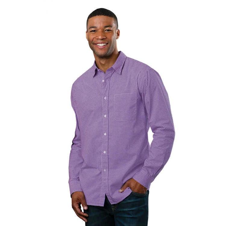 Blue Generation Men's Long Sleeve Gingham Untucked Shirt 1 Blue Generation Men's Long Sleeve Gingham Untucked Shirt