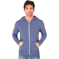 Blue Generation Adult Triblend Contrast Zip Front Hoodie