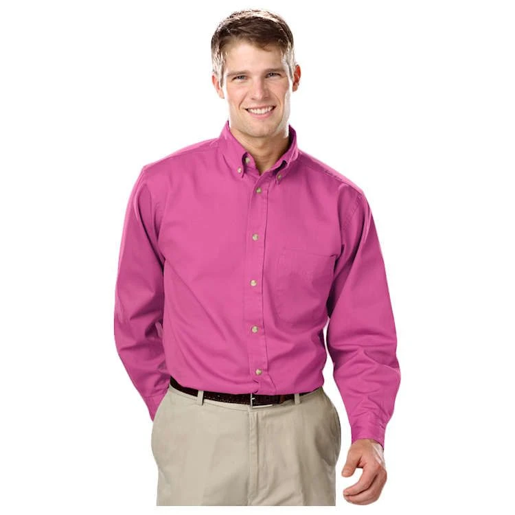 Blue Generation Men's 100% Cotton Twill Long Sleeve Shirt 1 Blue Generation Men's 100% Cotton Twill Long Sleeve Shirt