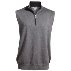 CLEARANCE Edwards Quarter-Zip Fine Gauge Vest With Contrasting Collar
